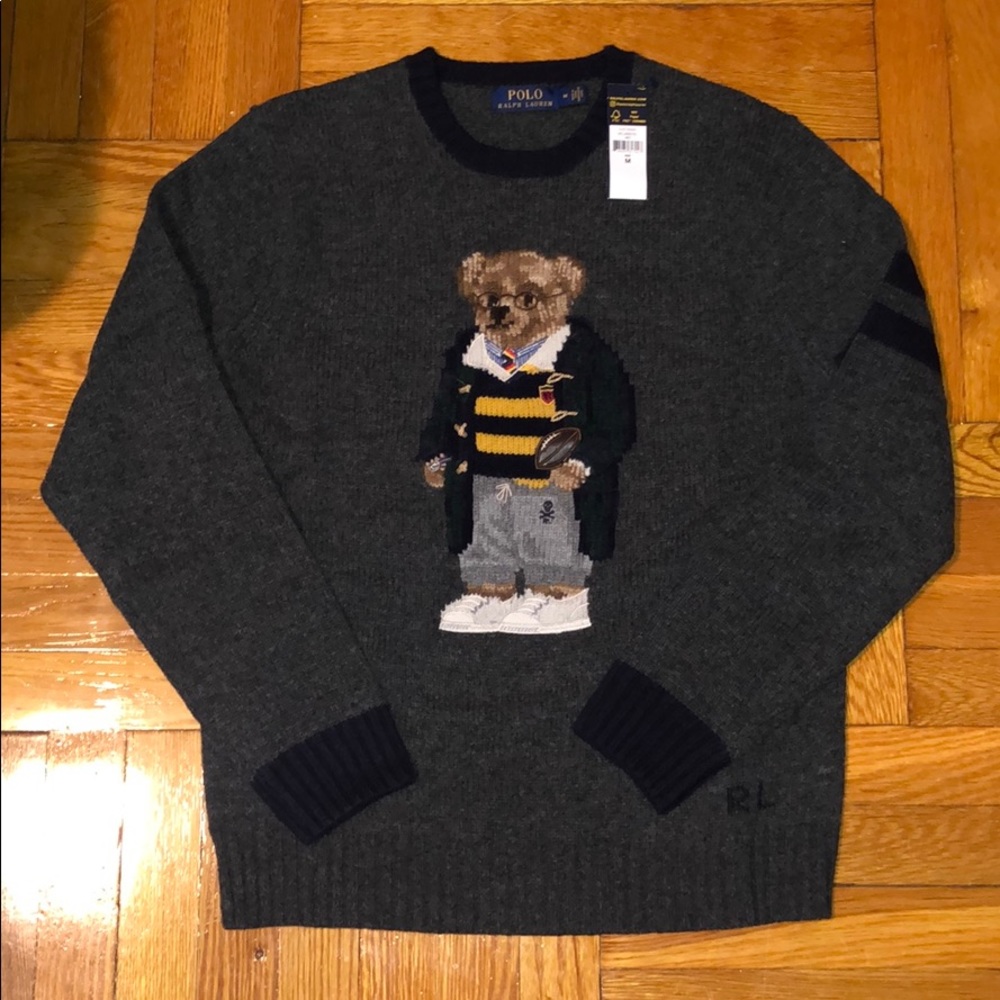 Mens Ralph Lauren Wool Bear Sweater